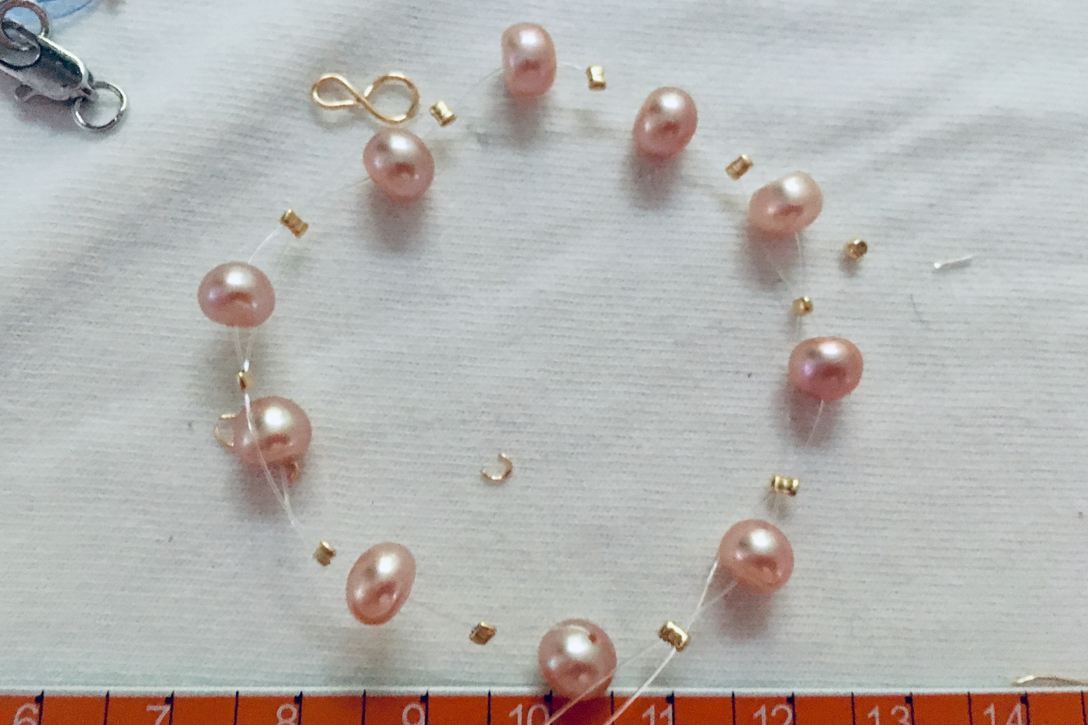 周大福珍珠福牌手链diy,珍珠手链直播间diy