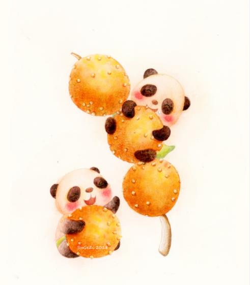 很萌的手绘熊猫,呆萌熊猫插画
