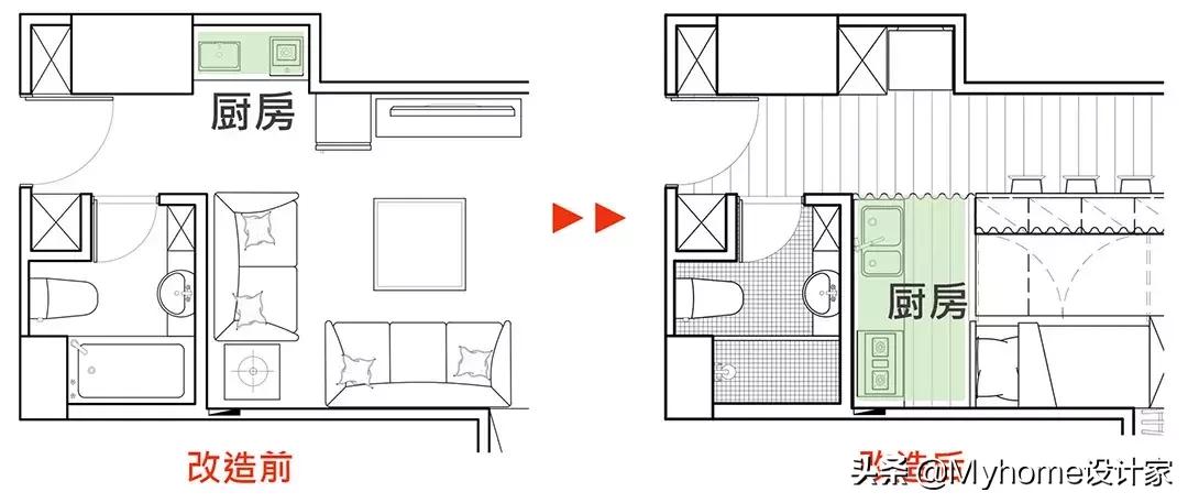 刀把户型改造思路和方法,户型改造平面布置图