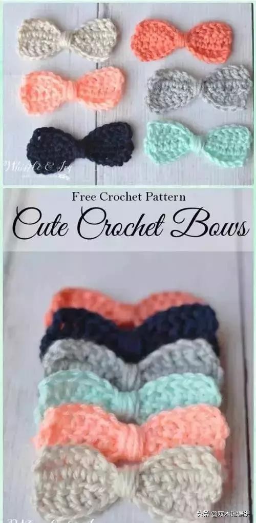 蝴蝶结的钩法教程全过程,金边蝴蝶结钩针详细教程图解