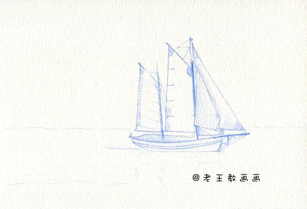 水彩教程来了，教你画海洋，天空和帆船