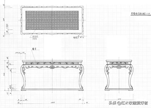 中国传统家具手绘三视图,古典家具设计图纸