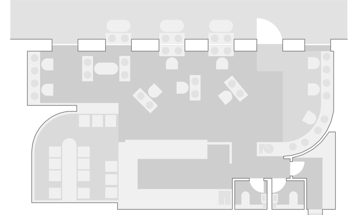 长型咖啡厅设计,弧形咖啡厅设计案例