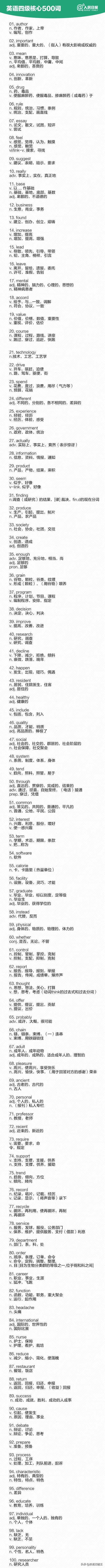 1000个四六级核心词汇汇总，瞬间让你的词汇量爆棚！