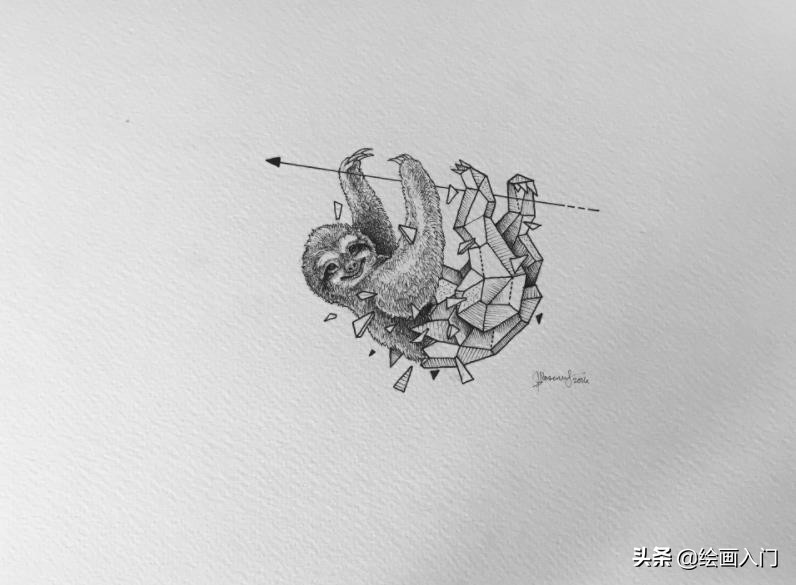 插画铅笔手绘小动物,针管笔手绘黑白画设计