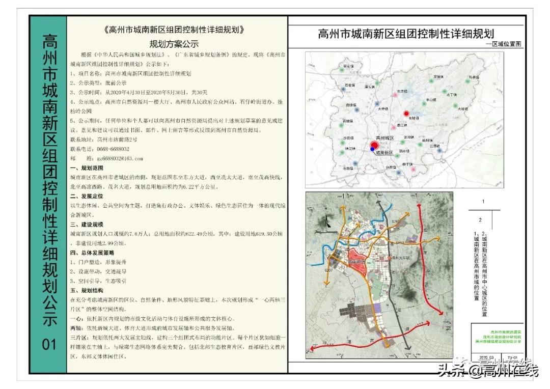 高州体育中心运动场建在这里，城南新区详细规划方案公示