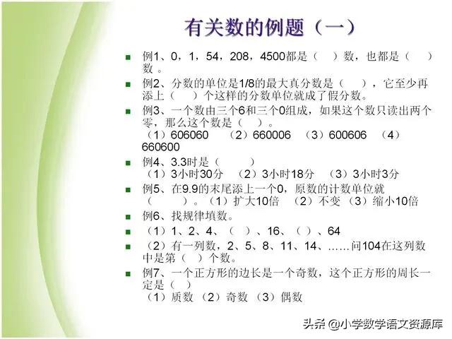 小升初数学复习PPT:数的运算、代数与几何初步知识、比与比例