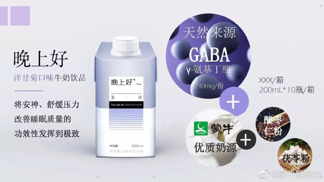 蒙牛推国内首款安神牛奶“晚上好”，抢占3000+亿助眠市场