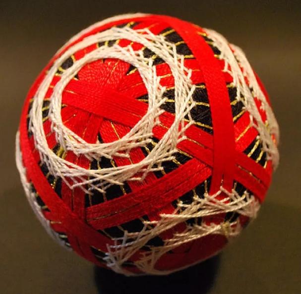 红底樱花手鞠球编织视频,大唐手鞠球编织教程