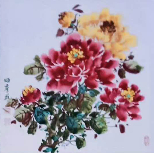 欣赏中国画山水芙蓉,田秀花牡丹画作品欣赏