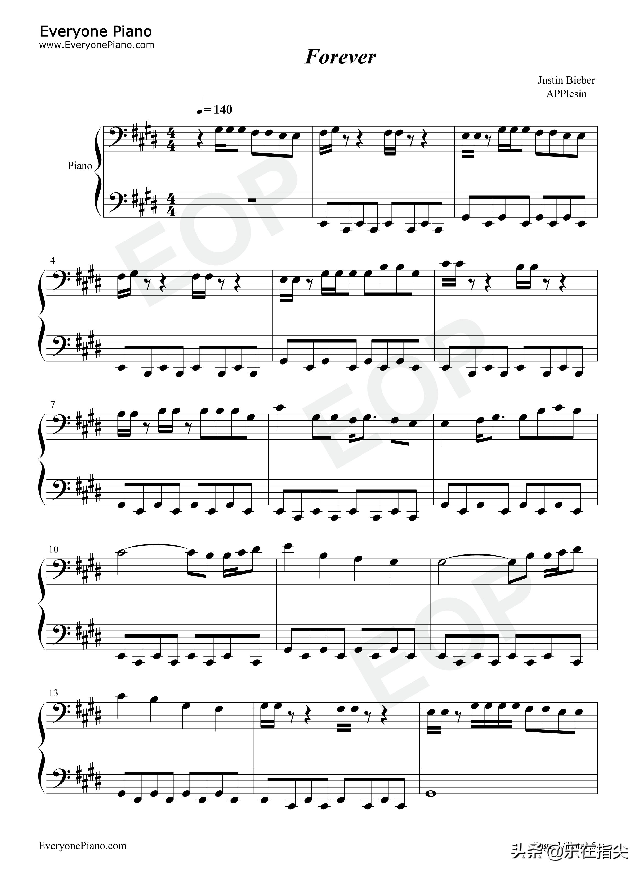 forever钢琴简谱数字谱,stayjustinbieber简谱