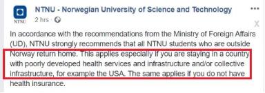 挪威大学劝在美留学生回国：美国医疗太差！美网友：完全同意