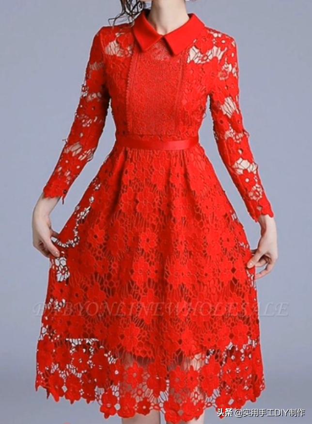 蕾丝绣花连衣裙精致美丽又优雅,设计小众蕾丝连衣裙