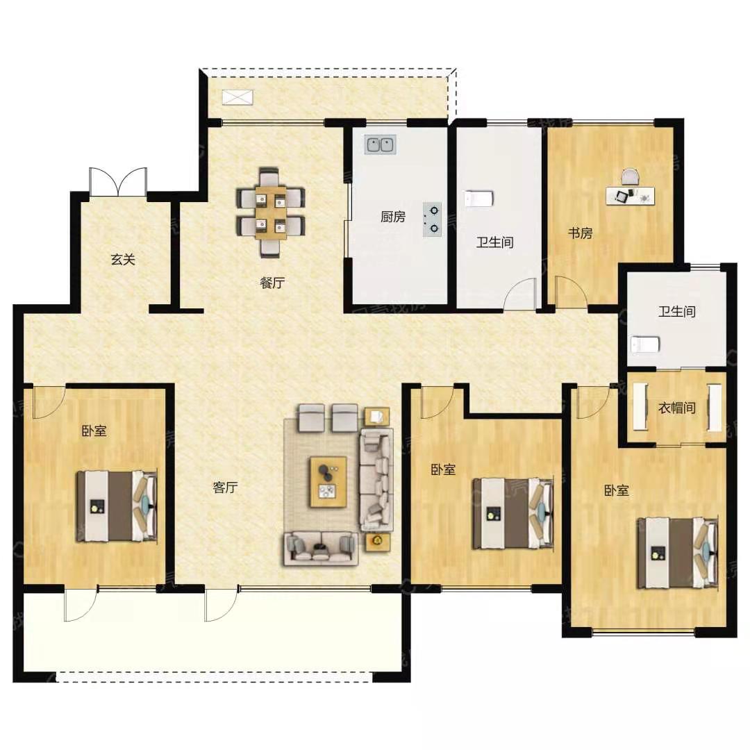 烟台融创蓝天壹号155平图片,烟台融创蓝天壹号两梯四户结构图