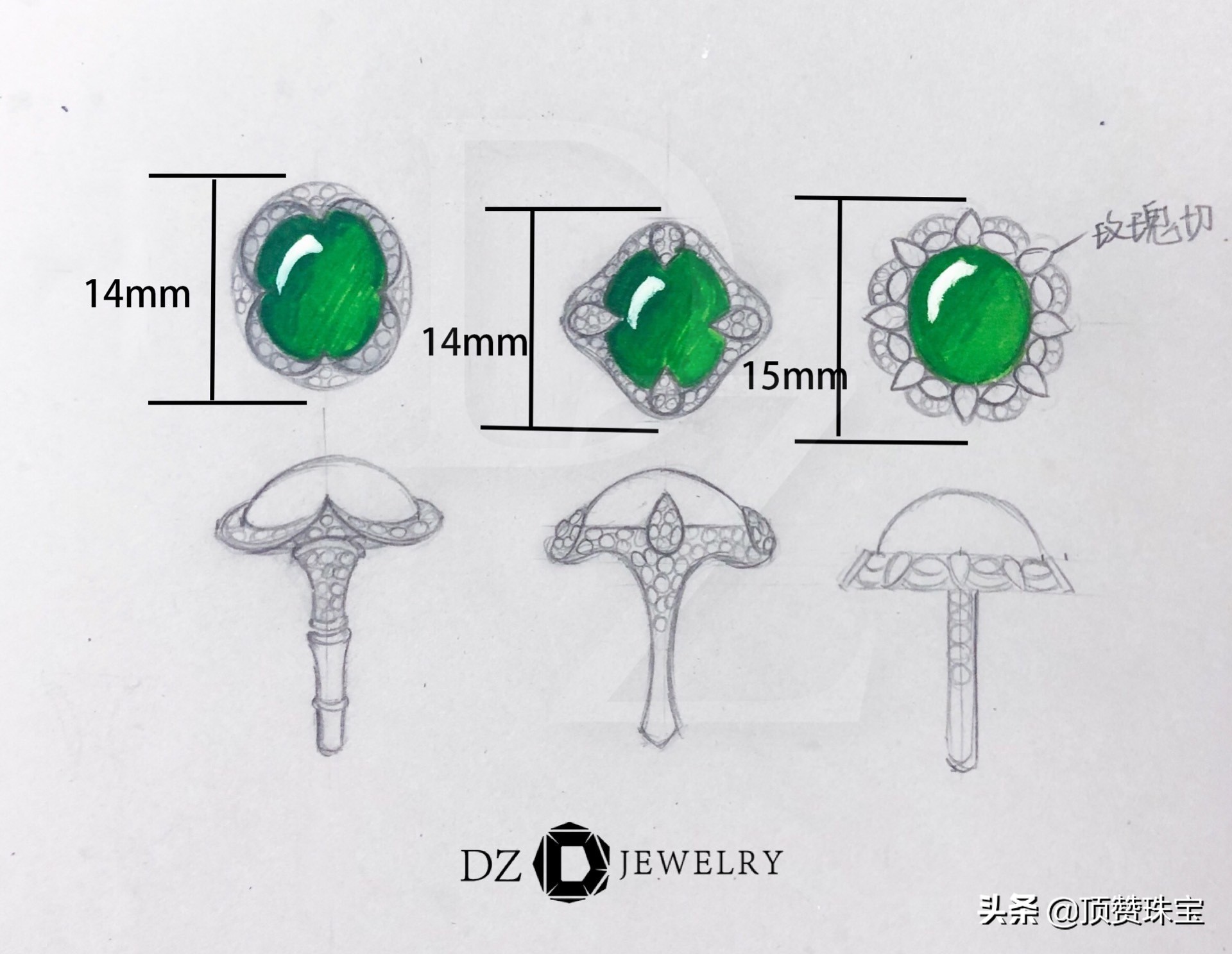 椭圆翡翠蛋面镶嵌戒指简单款式,绿色翡翠蛋面镶嵌戒指的图片