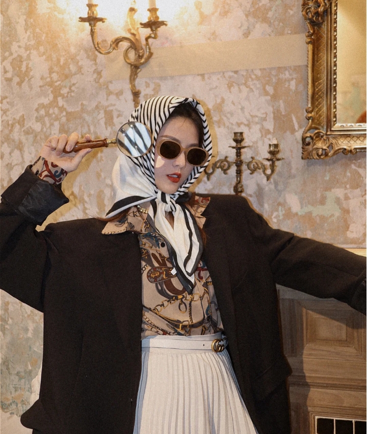 头巾的时尚扎法,lisa头巾造型