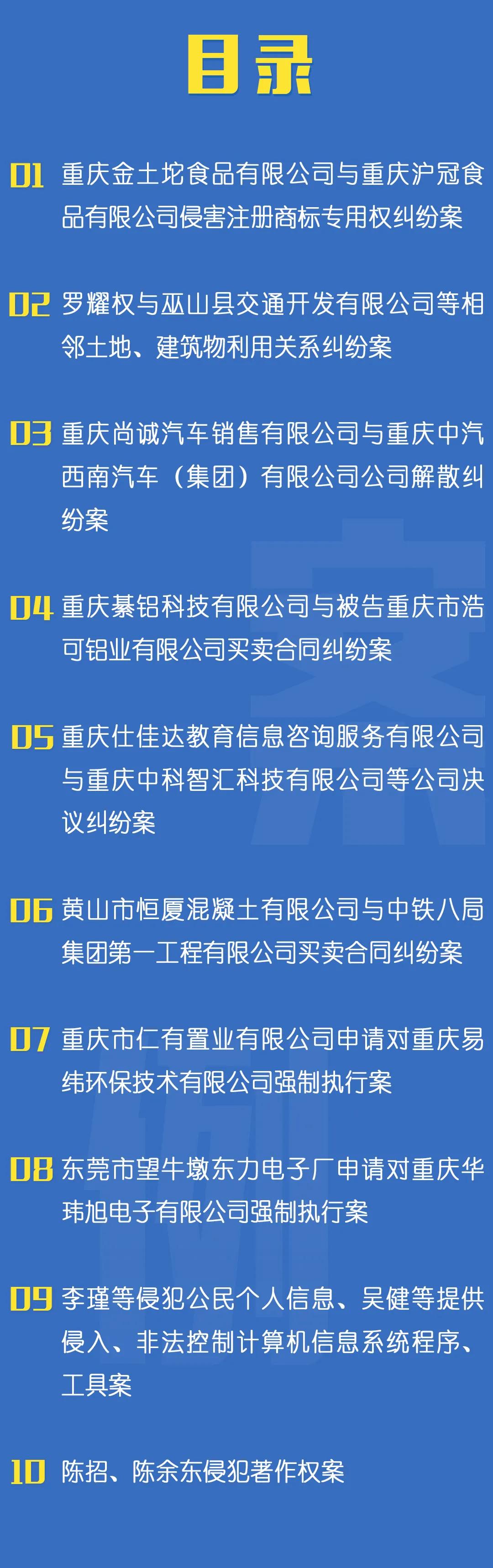 民营经济司法保护十大典型案例,重庆营商环境十佳案例