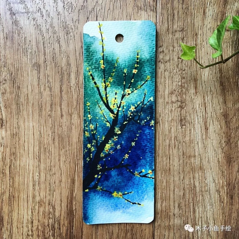 简易水彩画梅花教程,水彩画腊梅方法步骤