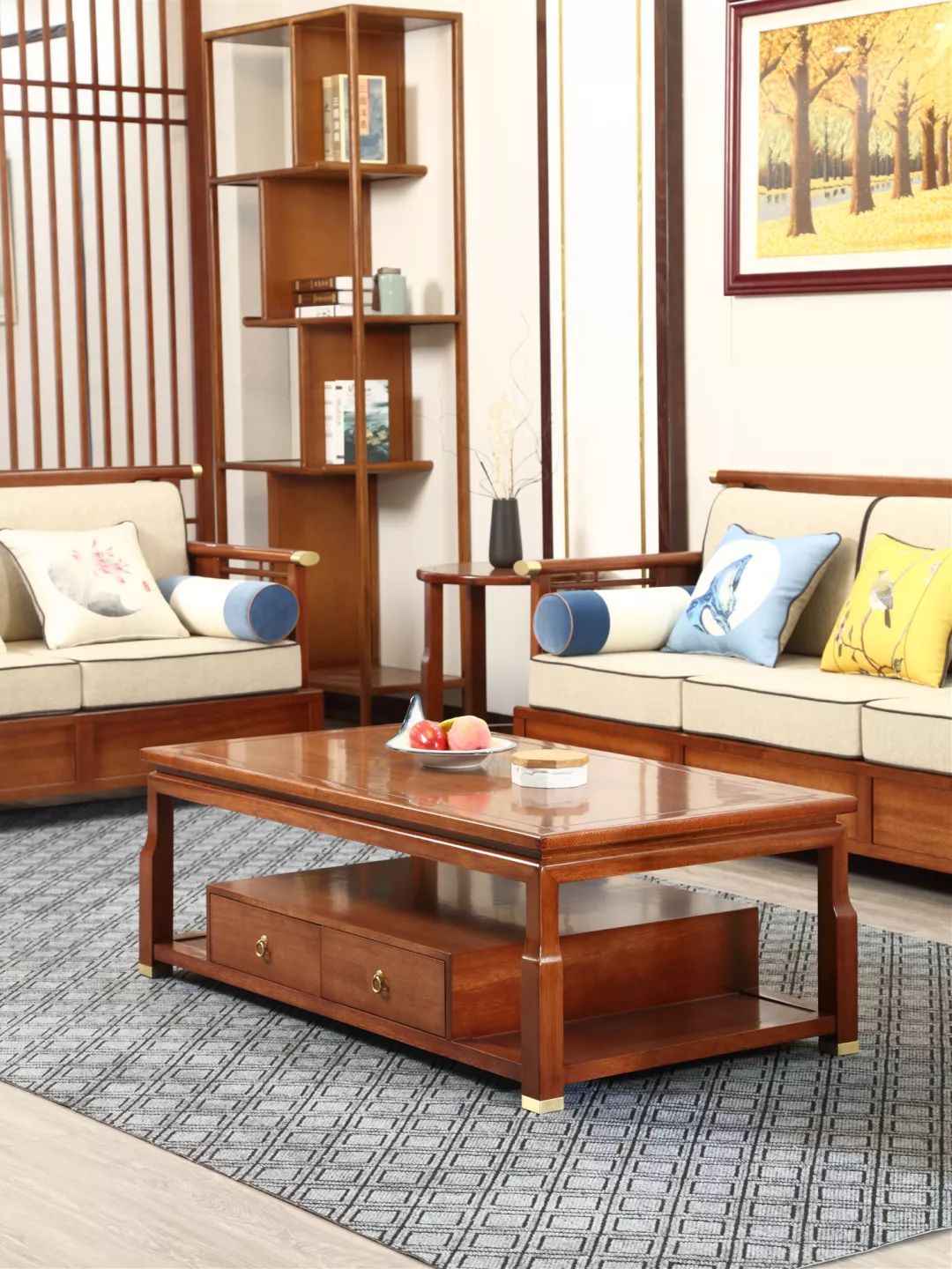 海棠木实木家具系列,海棠木新中式