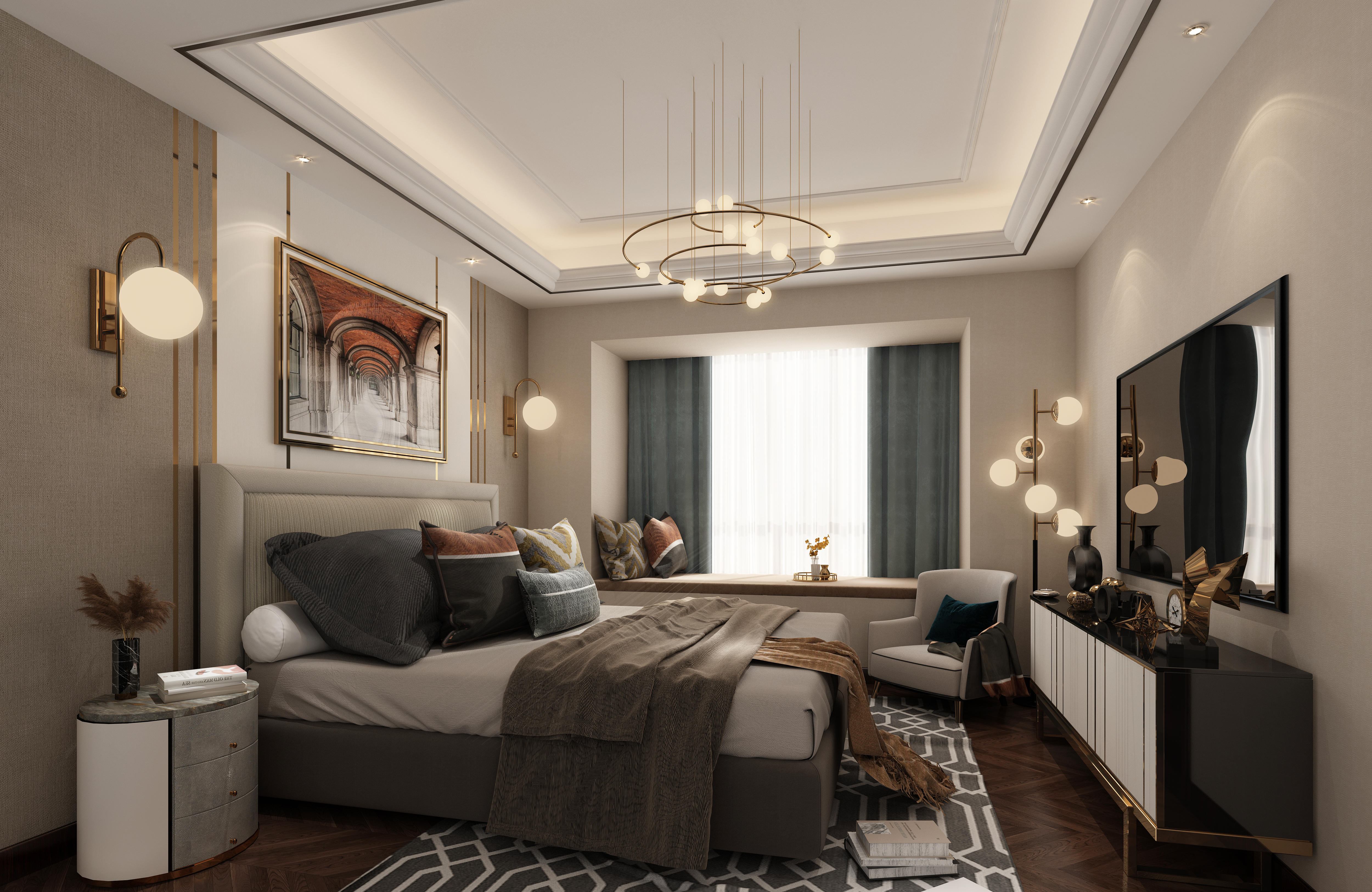 北辰现代轻奢装修,北辰三角洲c2区118平装修风格