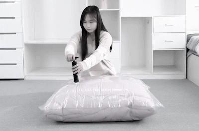 自动真空压缩袋收纳被子,免抽真空收纳衣物棉被压缩袋