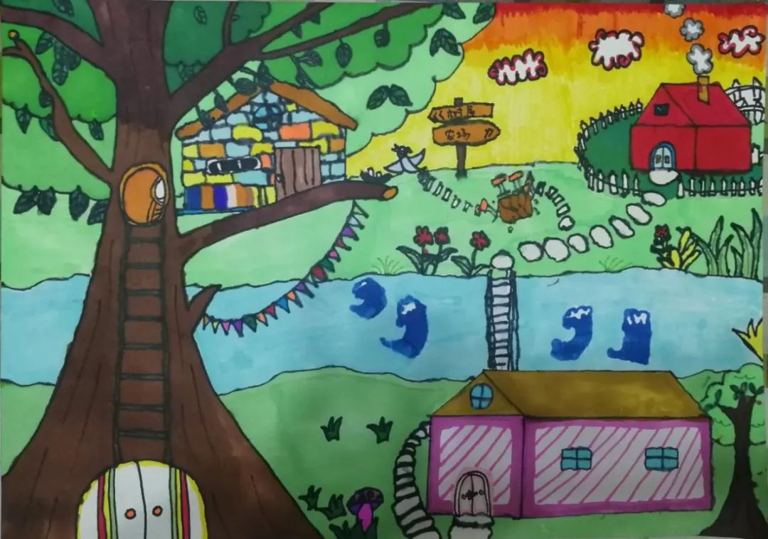 树洞画100幅欣赏,树洞松鼠儿童画