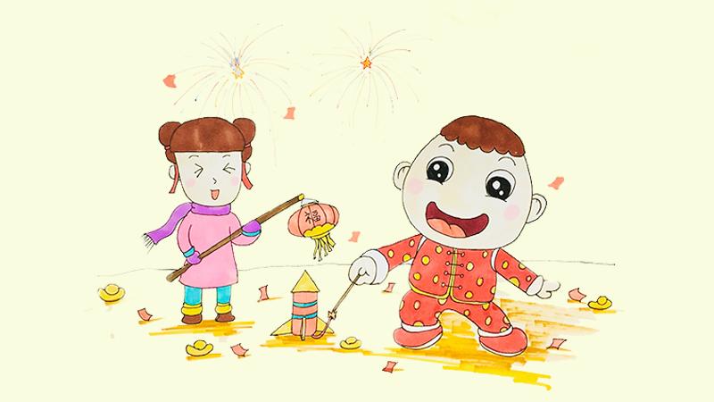 春节场景简笔画图片,春节幼儿简笔画