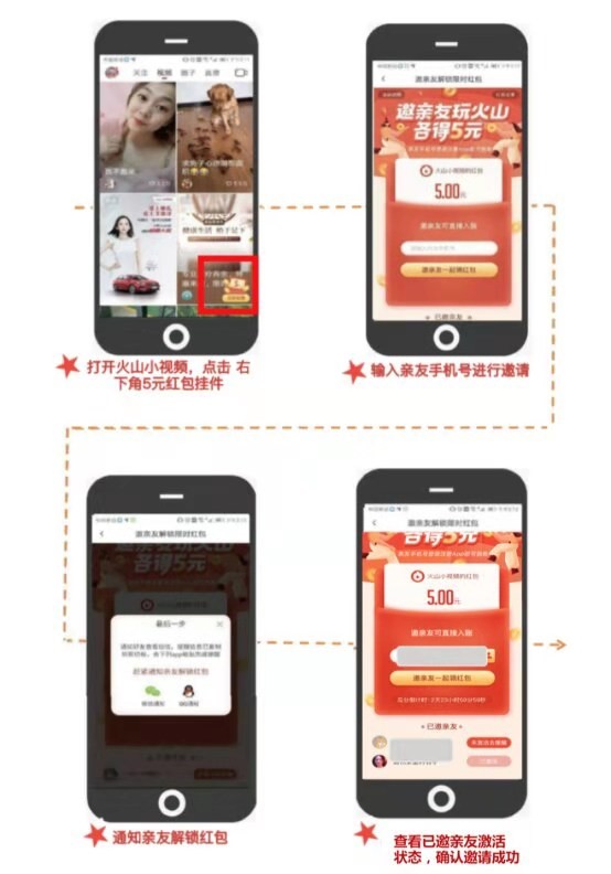 火山小视频邀亲友赚钱的福利到，与亲友共享“火力”欢笑时光