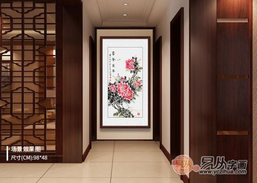 进门玄关花鸟画效果图,寓意好的玄关画装饰画