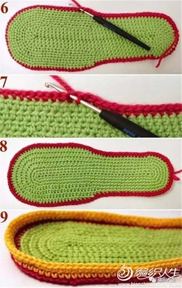彩色毛线编织：教你钩一双民族风居家室内鞋（详细图文教程）
