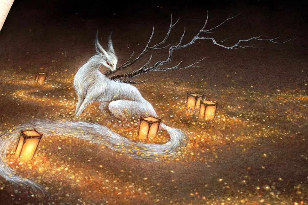 山海经异兽艺术画作,90后画家画山海经