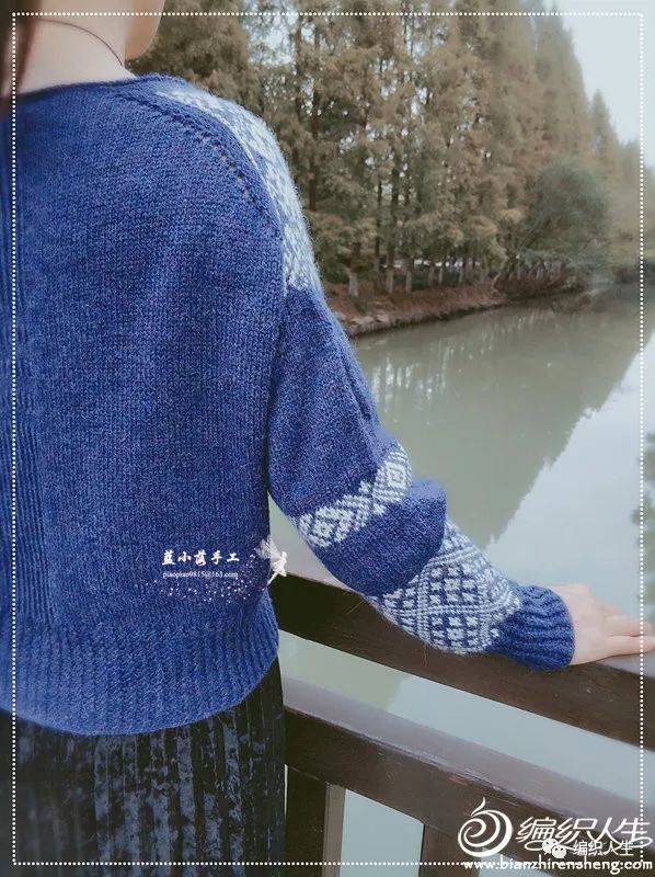 细支提花毛衣的编织图解,好看的圆肩提花毛衣图解