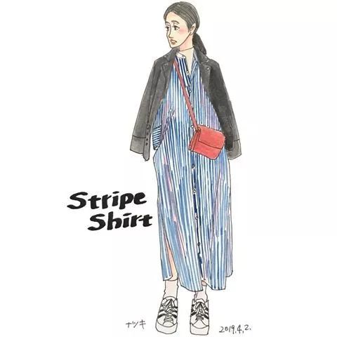 18套优雅又时髦的手绘穿搭,日本穿搭手绘秋冬