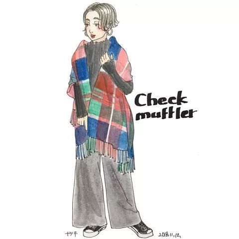 18套优雅又时髦的手绘穿搭,日本穿搭手绘秋冬