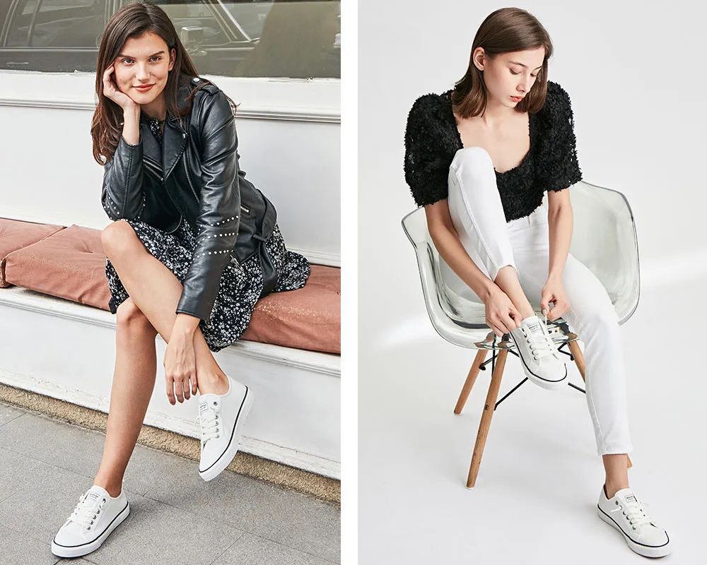 英国的小白鞋,帆布不系鞋带小白鞋