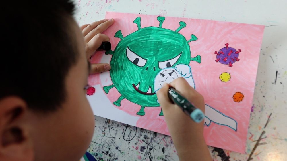 童画春天,春天的画儿童燕子