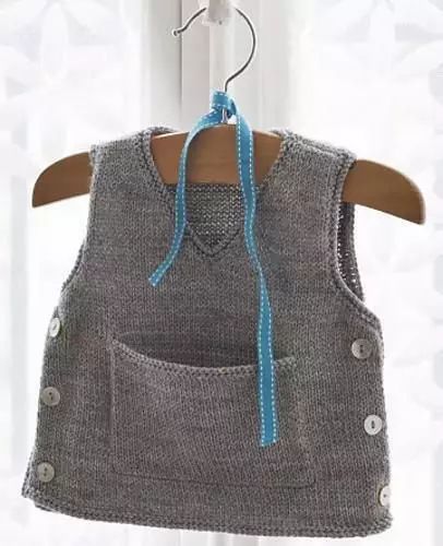 最新款小孩背心的织法,女宝宝带帽毛背心的织法