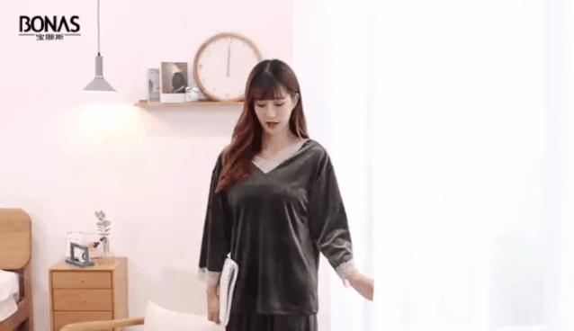 珊瑚绒睡衣冬季可外穿,双面珊瑚绒睡衣睡袍