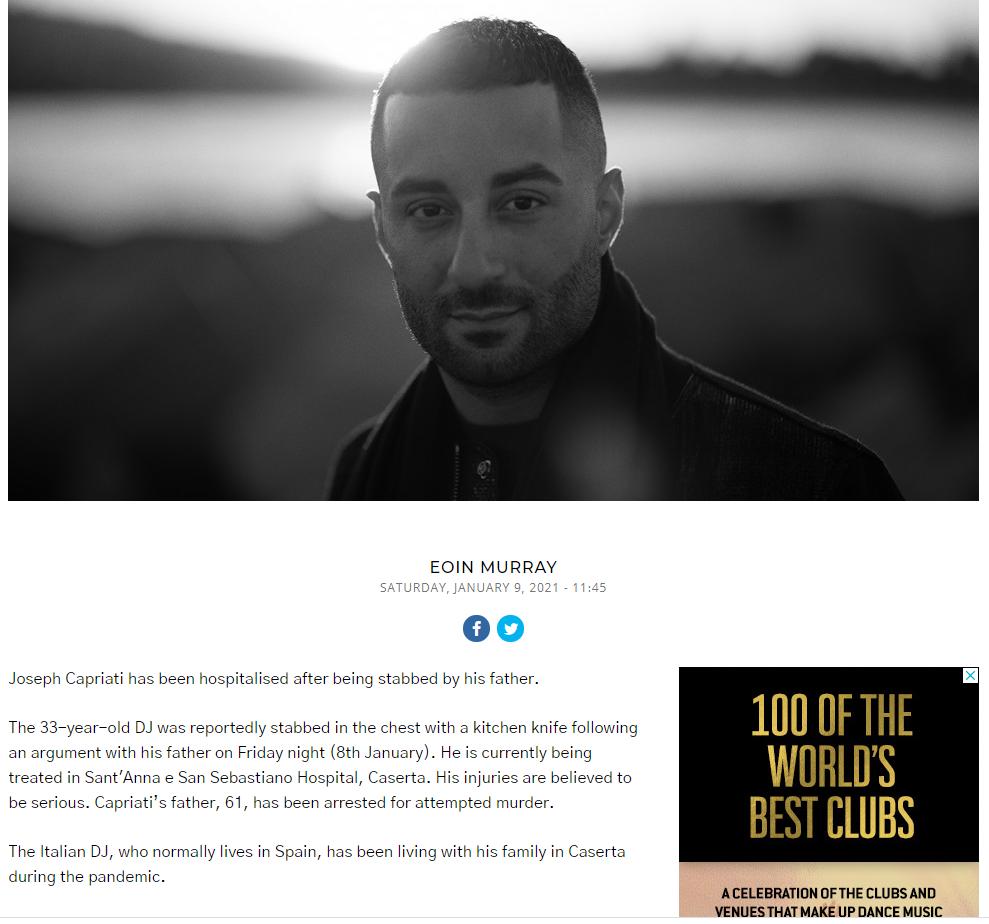 这名扎根意大利的Techno明星因被其父亲刺伤而住院