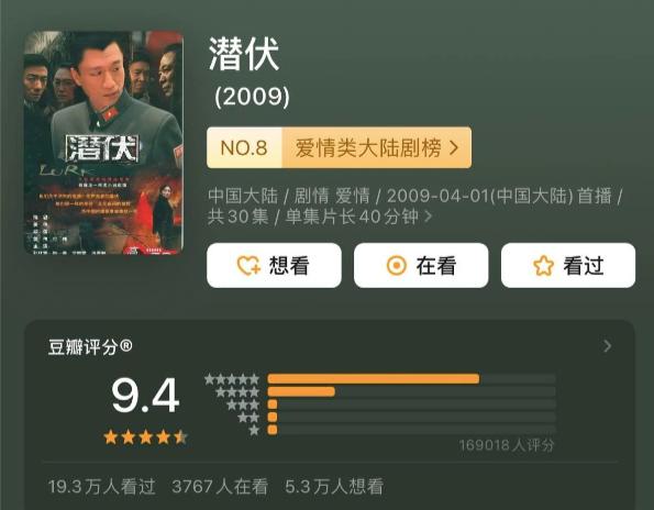潜伏豆瓣评分多少,《潜伏》豆瓣影评