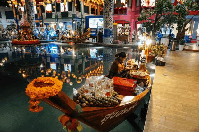 泰国曼谷水上商场,泰国室内水上集市