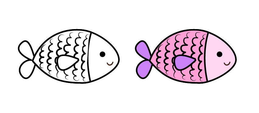 彩色的海底世界鱼简笔画图片大全,海底世界小鱼简笔画