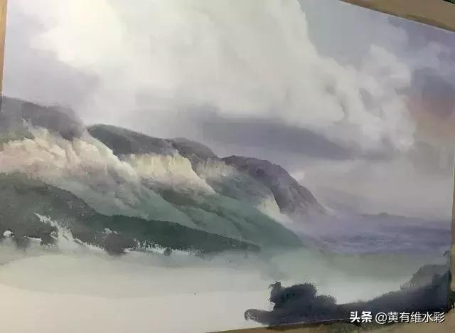 水彩画山风景入门,远山画法入门教程