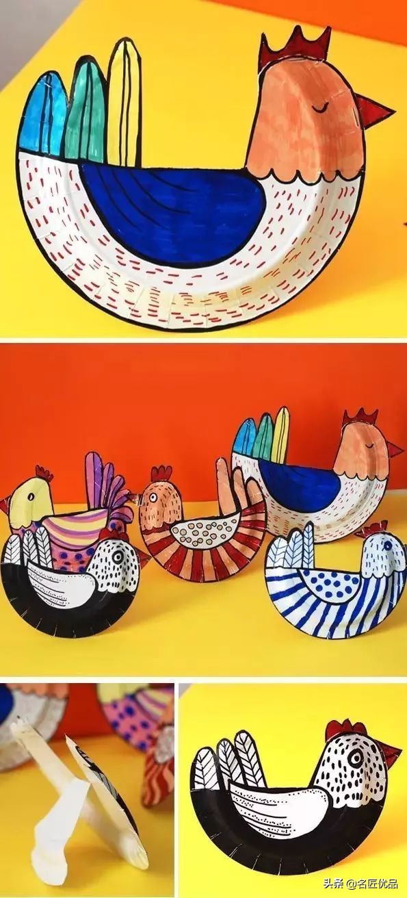 长方形创意纸盘美工作品,纸盘子手工秋天