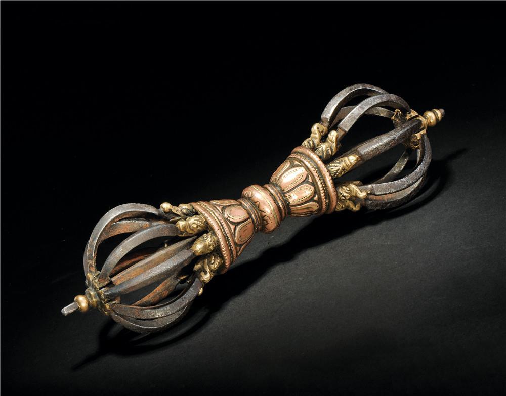 18世纪铜鎏金金刚杵,金刚橛钺刀