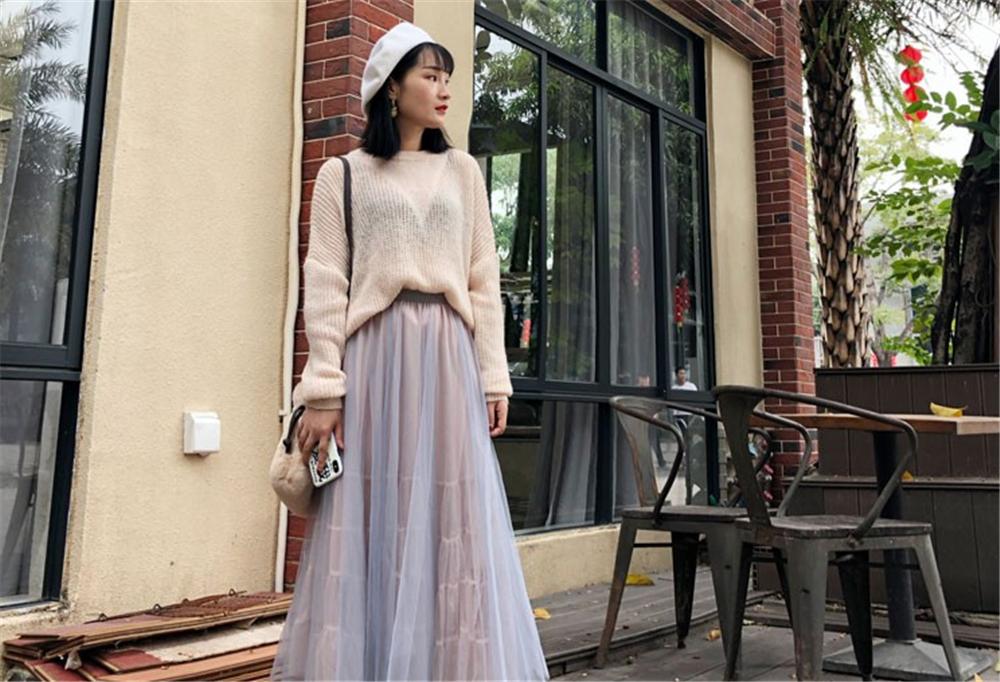 方领仙气网纱蕾丝裙超大摆连衣裙,网纱裙仙气柔软