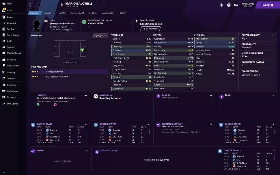 fm2021各位置最强球员排行,fm2021自由球员