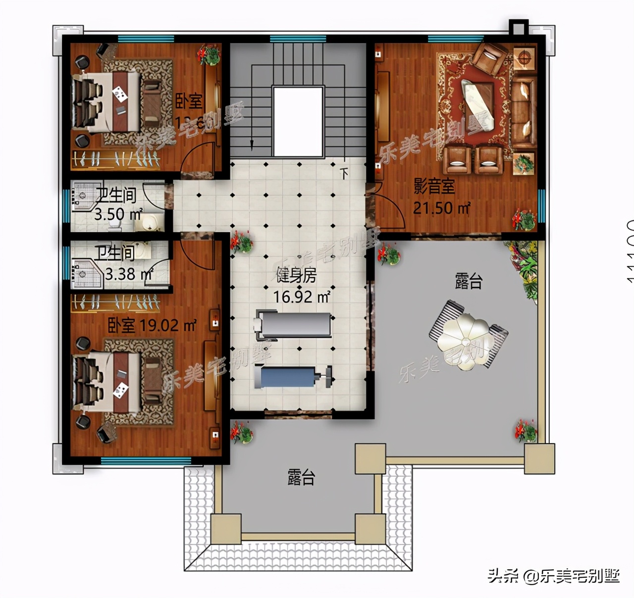 10x10米三层平顶别墅免费图纸,三层双拼复式9x10别墅户型图纸