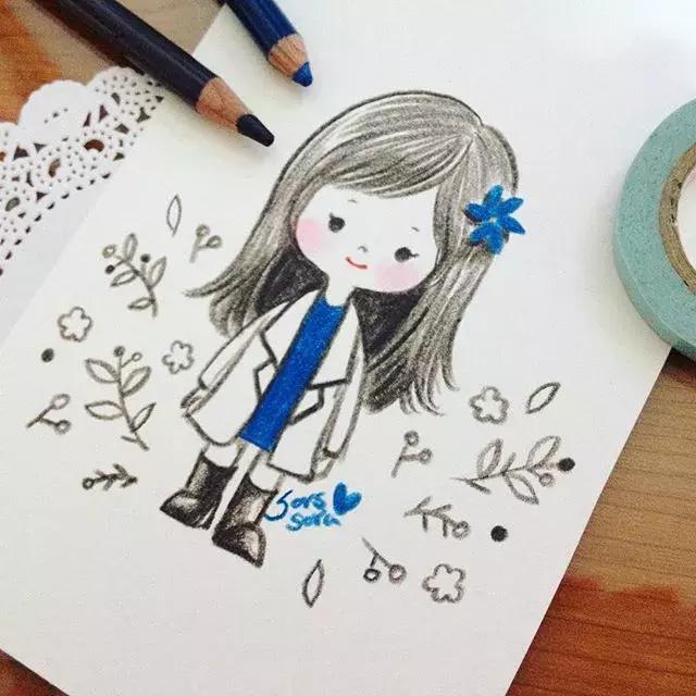 哈士奇的简笔画图片用彩铅画的,儿童彩铅简笔画6-12岁美观小人