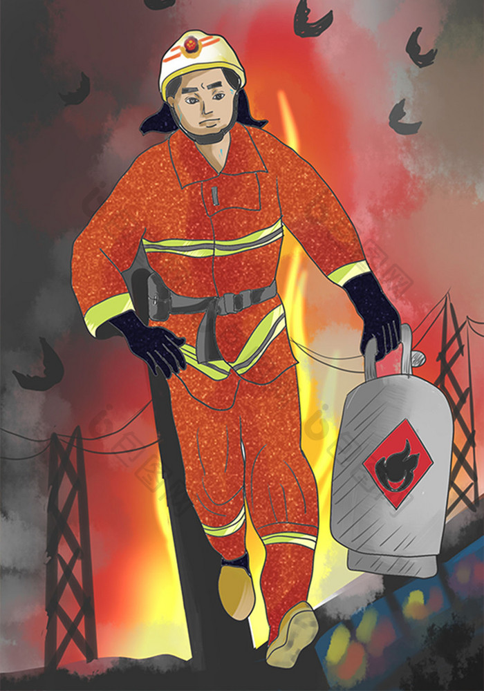 致边防军人的插画,军人和国旗插画